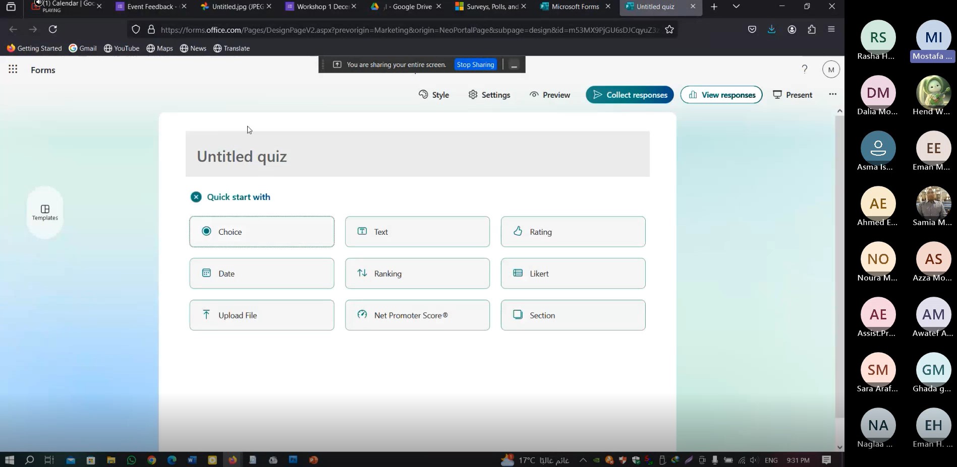 Developing questionnaires and quizes on google forms and microsoft forms platform